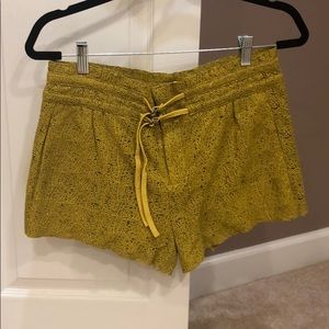 Yellow leather shorts